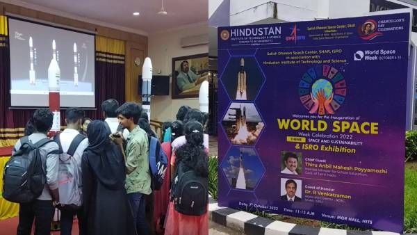 உலக விண்வெளி வார விழா! மாணவர்கள் வடிவமைத்த வெல்கம் ரோபோ! அசந்து பார்த்த அமைச்சர் அன்பில் மகேஷ்!