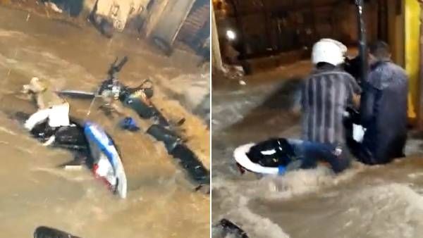 பெங்களூரில் பேய் மழை.. வெள்ளத்தில் அடித்து செல்லப்பட்ட பைக்குகள்.. பதறிய மக்கள்.. திக்திக் வீடியோ