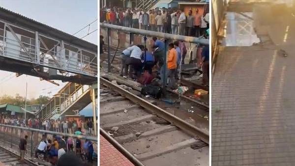 திடீரென உடைந்துபோன நடைமேம்பாலம்.. 60 அடி உயரத்தில் இருந்து தண்டவாளத்தில் விழுந்த 20 பயணிகள்.. ஷாக்