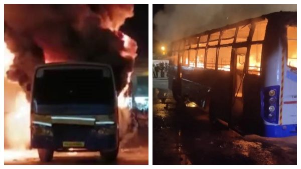 சிதம்பரம் பேருந்து நிலையத்தில் டமார் என வெடித்த அரசு பேருந்து டயர்.. குபுகுபுன்னு எரிந்த பயங்கர தீ!