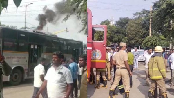 ஓடும் பஸ்சில் குபீரென பிடித்த தீ.. பதறிப்போன பயணிகள்.. சென்னை தாம்பரம் அருகே பரபரப்பு