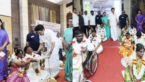 54 மாற்றுத்திறனாளிகளுக்கு திருமணம் நடத்தி வைத்த முதல்வர்! மணமக்கள் முகத்தில் அப்படியொரு பூரிப்பு!