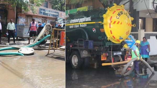 2000 பணியாளர்கள்.. 501 இயந்திரங்கள்! சென்னையில் 24 மணி நேரம் நீர் அகற்றும் பணி -புகார் எண் அறிவிப்பு