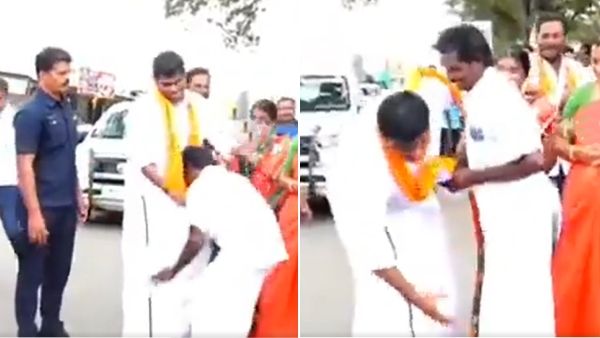 காலில் விழுந்த இளைஞரை தூக்கி விட்டு அவரது காலை தொட்டு வணங்கிய அண்ணாமலை.. “கண்டிப்பா செய்றேன்” உறுதி!