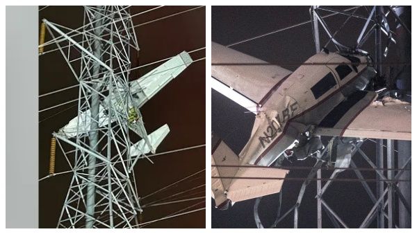 எப்படி வந்து சிக்கியிருக்கோம் பார்த்தியா? மின் கோபுரத்தில் மோதிய விமானம்! திக்திக் சம்பவம்.. பின்னணி