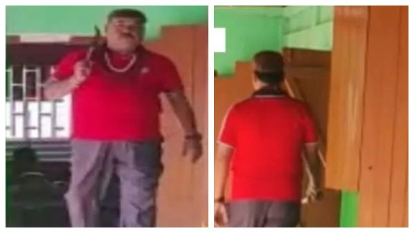 ஆசிரியர்களை மிரட்ட.. பள்ளி வராண்டாவில் கையில் அரிவாளுடன் வலம் வந்த தலைமை ஆசிரியர்.. பரவும் வீடியோ!