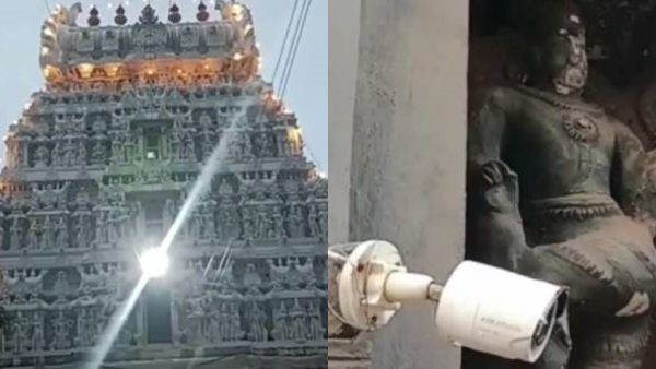 அண்ணாமலையார் கோயிலில் சிசிடிவி கேமரா பொருத்த துவாரபாலகர் சிலையின் முகத்தில் துளை! பக்தர்கள் வேதனை