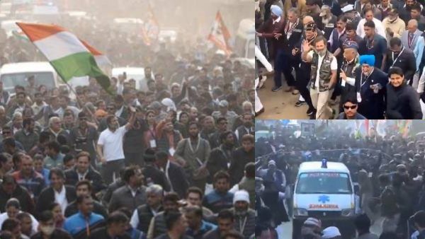 டெல்லிக்குள் நுழைந்த பாரத் ஜோடோ யாத்திரை.. ராகுலின் பாதுகாப்பில் குளறுபடி.. அரண் போல வந்த தொண்டர்கள்