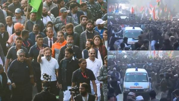 40,000 பேர் மத்தியில் சிக்கிய ஆம்புலன்ஸ்.. வழிவிட்ட காங்கிரஸார்! ராகுல் யாத்திரையில் நெகிழ்ச்சி