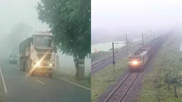 திருவள்ளூரில் கடும் பனிமூட்டம்..விடியலை காணாத வீதிகள்..முகப்பு விளக்குகளுடன் சென்ற வாகனங்கள்