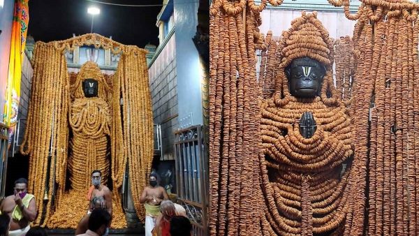 அனுமன் ஜெயந்தி கோலாகலம்..100008 வடை மாலையில் ஜொலித்த நாமக்கல் ஆஞ்சநேயர்..பக்தர்கள் தரிசனம்