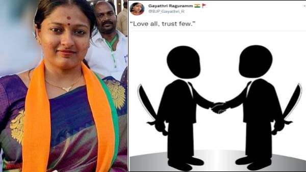 முதுகுக்கு பின் “கத்தி”.. எல்லோரையும் நம்பாதீங்க! அண்ணாமலையை விமர்சித்த மறுநாள் காயத்ரி “வார்னிங்”