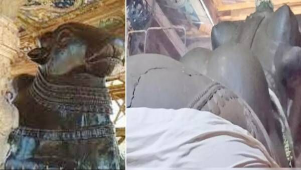 தஞ்சை பெரிய கோயில் நந்தி சிலையில் விரிசல்.. பக்தர்கள் அதிர்ச்சி.. என்ன காரணம்?