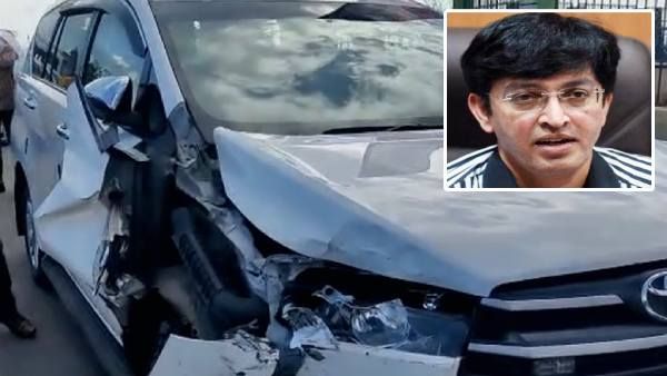 விபத்தில் சிக்கிய ராதாகிருஷ்ணன் ஐஏஎஸ் கார்.. சென்னையில் பரபரப்பு.. போக்குவரத்தை அவரே சரி செய்தார்