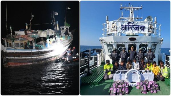 நாசவேலைக்கு சதியா? ஆயுதங்களுடன் அத்துமீறி நுழைந்த பாக். மீன்பிடி படகு..சுற்றி வளைத்த இந்திய கடற்படை