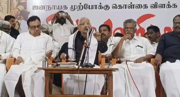 திராவிடர் கழக மேடையில் அய்யப்ப பக்தர்களுக்கு மௌன அஞ்சலி.. “மனிதனை நினை”.. கி.வீரமணி சொன்ன வார்த்தை!