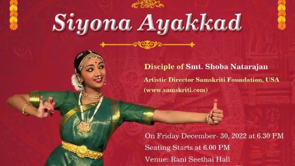 சென்னையில் பரதநாட்டிய அரங்கேற்றம் நடத்தும் 14 வயது அமெரிக்க சிறுமி சியோனா!