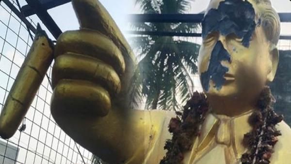 அண்ணல் அம்பேத்கர் சிலை சேதம்.. முகம், ஆட்காட்டி விரலை உடைத்த மர்ம நபர்கள்.. பொன்னேரியில் பரபரப்பு!