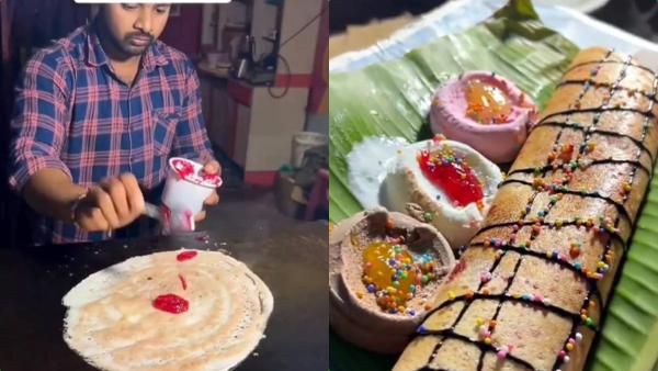 இது என்ன புதுசா இருக்கு.. சுடசுட பரிமாறப்படும் ஐஸ்கீரிம் தோசை.. காரசாரமாக விவாதித்த நெட்டிசன்கள்!