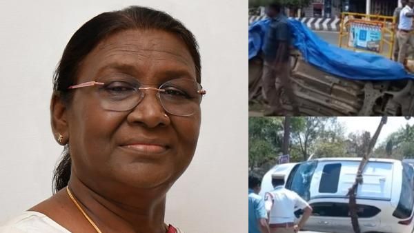 குடியரசுத் தலைவர் திரௌபதி முர்மு வரும் சாலையில் திடீர் விபத்து.. தார்ப்பாய் போட்டு மூடிய போலீசார்