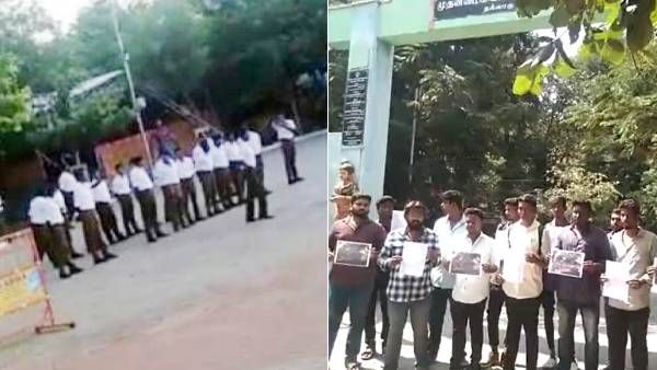 பெரும் பரபரப்பு.. மதுரை பள்ளியில் ஆர்எஸ்எஸ் பயிற்சி! கொந்தளித்து திரண்ட இளைஞர்கள் - DYFI போராட்டம்