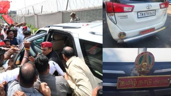 அகிலேஷ் யாதவை வழியனுப்பிய கட்சியினர்.. ஏர்போர்ட்டில் மோதல்.. தமிழக அரசின் முத்திரை வாகனம் பறிமுதல்!
