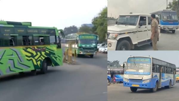 முன்னும் பின்னும் போலீஸ் வாகனங்கள்.. கடலூரில் கான்வாய் முறையில் இயக்கப்பட்ட அரசு பேருந்துகள்