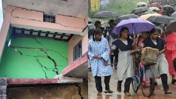 குருவிமலை பட்டாசு விபத்து..வீடுகள், கட்டிடங்களில் விரிசல்..2 அரசு பள்ளிகளுக்கு விடுமுறை