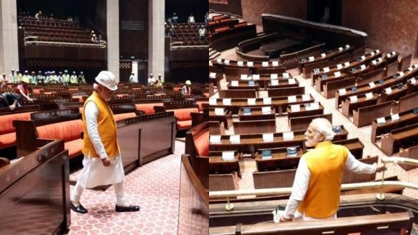 இறுதி கட்டத்தில் புதிய நாடாளுமன்ற பணிகள்..பிரதமர் மோடி திடீர் விசிட்..தொழிலாளர்களுடன் உரையாடினார்