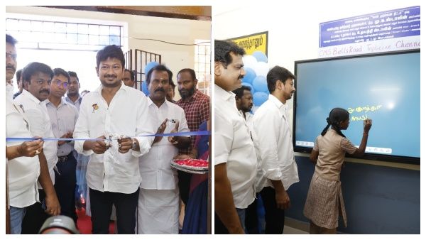 நகராட்சி பள்ளியா இது?... 56 லட்சம் செலவில் ஸ்மார்ட் க்ளாஸ் ரூம்ஸ்.. - திகைப்பில் ஆழ்த்திய உதயநிதி