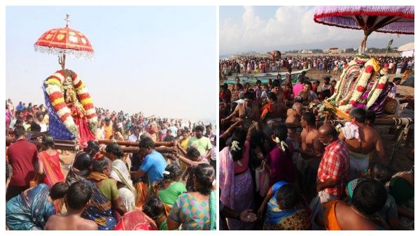 மாசி மகம்.. சென்னை மெரீனா கடற்கரையில் தீர்த்தவாரி.. விருத்தாச்சசலத்தில் முன்னோர்களுக்கு தர்ப்பணம்