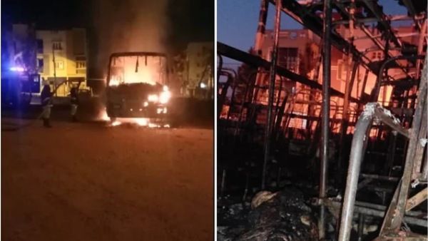 திடீரென பற்றி எரிந்த தீ.. உழைத்த களைப்பில் பிஎம்டிசி பஸ்சில் தூங்கிய கண்டக்டர் கருகி பலி.. சோகம்