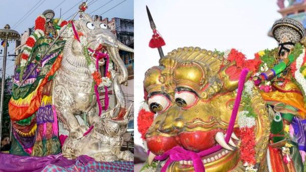 தங்க கருடன் மீது வலம் வரும் ஸ்ரீரங்கம் நம்பெருமாள்..துன்பங்கள் நீக்கும் ரங்கநாதர் கோவில் ரேவதி தேர்