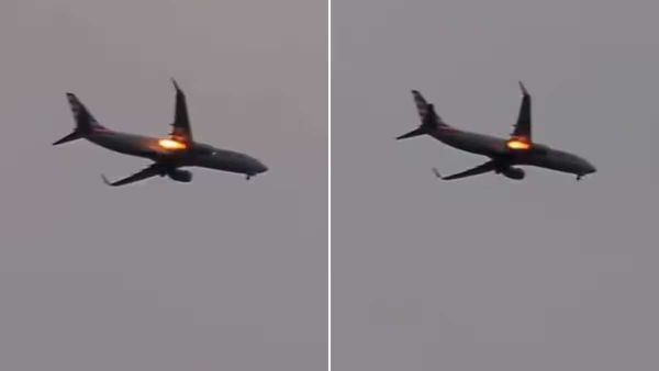 நடு வானில் விமானத்தின் என்ஜினில் தீ.. அச்சத்தில் உறைந்த பயணிகள்.. அவசரமாக தரையிறக்கம்