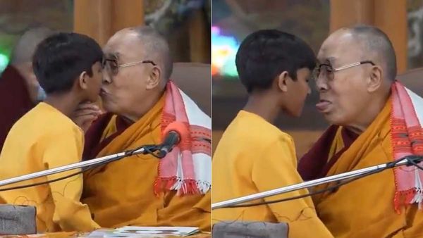 அத்துமீறிய தலாய் லாமா? 8 வயது சிறுவனிடம் சில்மிஷமா? அதுவும் பொது இடத்தில்.. பொங்கிய நெட்டிசன்கள்