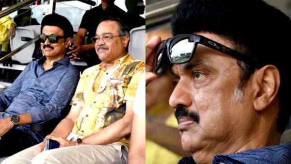 ஸ்டாலின் அருகே இருந்த அந்த நபர் யார்? வெள்ளை சட்டையில் சிஎஸ்கே மேட்ச் பார்த்த 