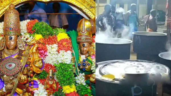 மதுரை மீனாட்சி சுந்தரேஸ்வரர் திருக்கல்யாணம்..7500 கிலோ அரிசி..6 டன் காய்கறிகளால் தயாரான விருந்து