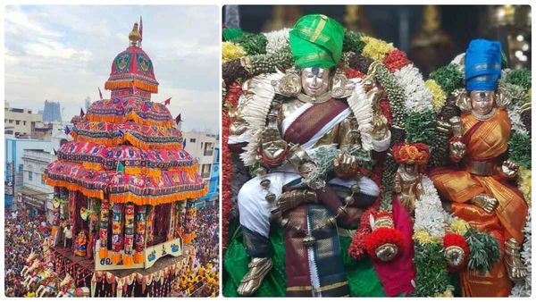 சித்திரை தேரோடும் மதுரையிலே..மணக்கோலத்தில் மாசி வீதிகளில் உலா வரும் மீனாட்சி சுந்தரேஸ்வரர்