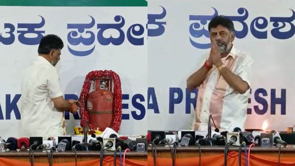 என்ன இப்படி கிளம்பிட்டாங்க?! கேஸ் சிலிண்டருக்கு மாலை.. காங். லீடர் செயலால் ஷாக் ஆன செய்தியாளர்கள்!