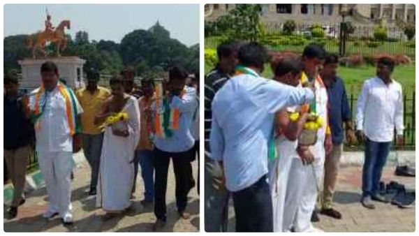 பாஜகவை பங்கம் செய்த டிகே சிவகுமார்.. கர்நாடக சட்டசபை வளாகத்தை கோமியத்தால் சுத்தம் செய்த காங்கிரஸ்