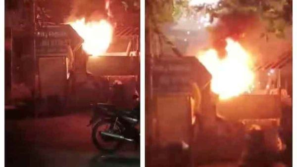 சென்னை தேனாம்பேட்டையில் பயங்கர சப்தத்துடன் டிரான்ஸ்பார்மரில் தீ.. திகுதிகுவென எரிந்ததால் பரபரப்பு