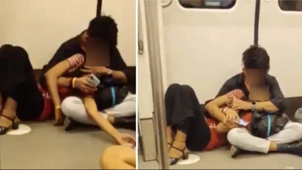 ச்சே கன்றாவி.. டெல்லி மெட்ரோ ரயிலில் மடியில் படுத்திருந்த காதலிக்கு லிப் லாக் கொடுத்த இளைஞர்
