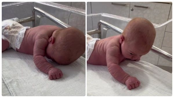 ஆஹா ஆச்சரியத்தை பாருங்க! பிறந்து 3 நாட்களில் தலையை தூக்கி தவழ்ந்த குழந்தை.. எப்புட்றா!