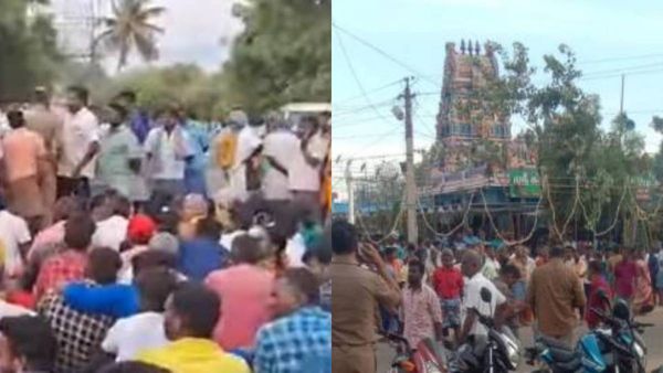 தலித்துகளுக்கு அனுமதி மறுப்பு- விஸ்வரூபம் எடுத்த கரூர் கோவில் நுழைவு விவகாரம்- இரவிலும் போராட்டம்!