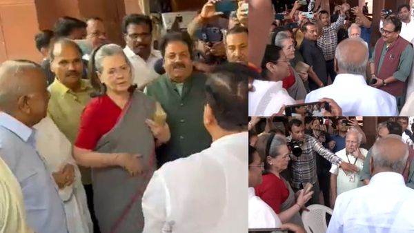 நாடாளுமன்ற வளாகத்தில்.. ஆம் ஆத்மி எம்பி சஞ்சய் சிங் போராட்டம்.. தேடி வந்து ஆதரவளித்த சோனியா காந்தி