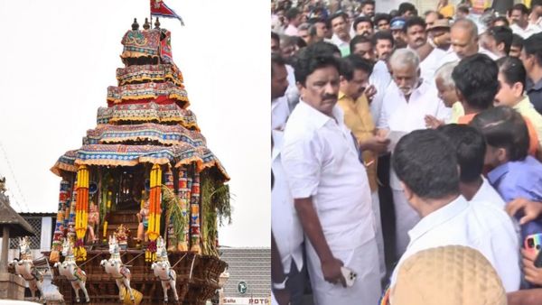 நெல்லையப்பர் கோவில் தேரோட்டம்.. பக்தர்கள் ஆரவாரம்! வடம் இழுத்த சபாநாயகர் அப்பாவு, அமைச்சர் சேகர்பாபு