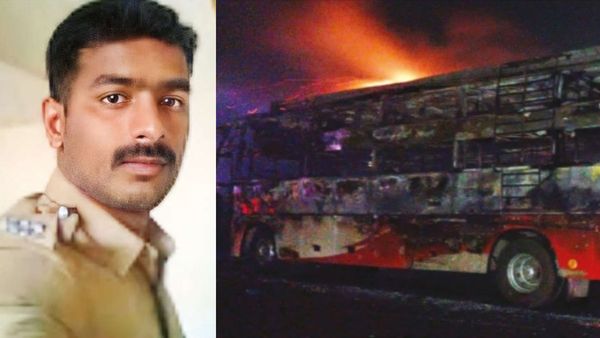 அய்யோ.. இப்படியும் சாவு வருமா? பற்றி எரிந்த ஆம்னி பஸ்.. தேனியில் போலீஸ் ஏட்டு மரணம்