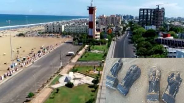 வெளிவரும் பழைய சென்னை! மெரினா கடற்கரையில் தோன்றிய பழங்கால சிலை! ஆச்சரியத்தில் உறைந்த மக்கள்