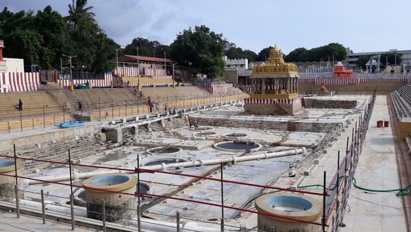 கருட வாகன சேவை.. பிரமோற்சவத்திற்கு தயாராகும் திருமலை.. புஷ்கரணியில் நீராட 1 மாதம் பக்தர்களுக்கு தடை