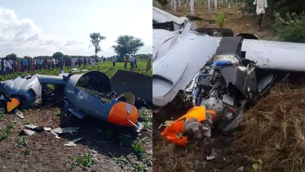 கர்நாடகாவில் ஆளில்லா விமானம் பயிற்சியின் போது விபத்து.. விவசாய நிலத்தில் விழுந்து நொறுங்கியது